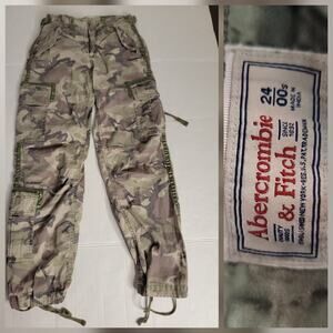 VTG Abercrombie Pants Womens SZ 24 Cargo Camo Paratrooper Y2K Baggy